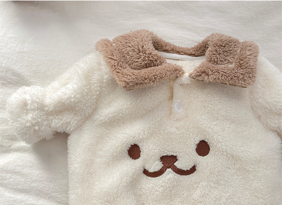 Baby Toddler Boy/Girl Cute Bear Design Winter Thicken Fluff Long Sleeve Romper-kissminis