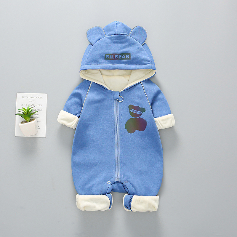 Baby Boy/Girl Reflective Bear Pattern Cotton Hood Romper-kissminis