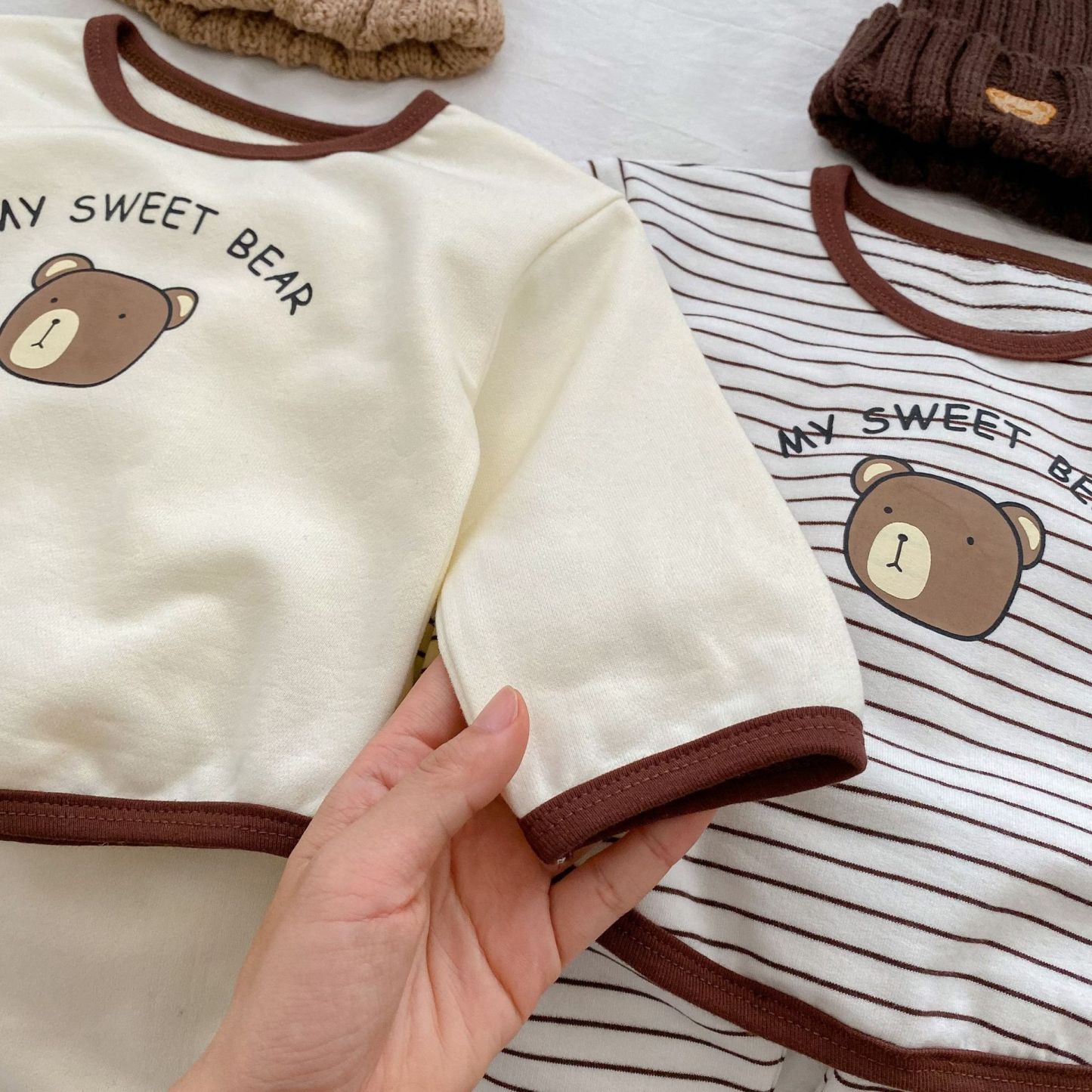 2pcs Baby Toddler Boy/Girl 'MY SWEET BEAR' Bear Print Sweatshirt and Pants Set -kissminis