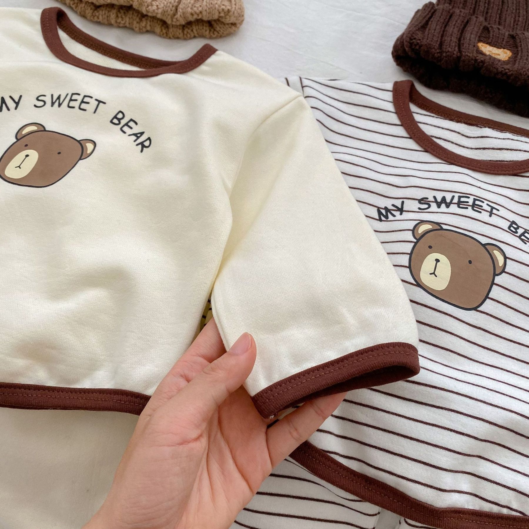 2pcs Baby Toddler Boy/Girl 'MY SWEET BEAR' Bear Print Sweatshirt and Pants Set -kissminis