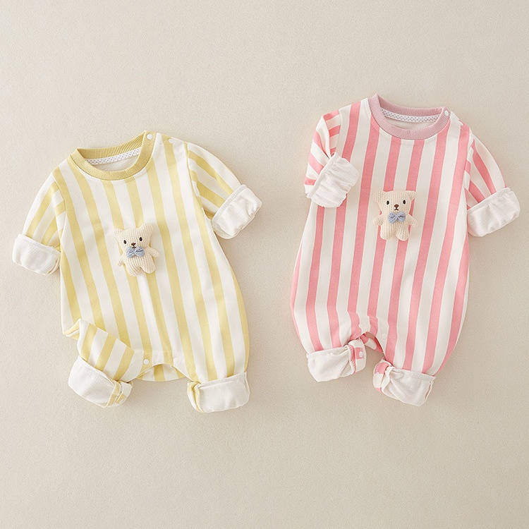 Baby Boy/Girl Striped Cub Cartoon Romper-kissminis