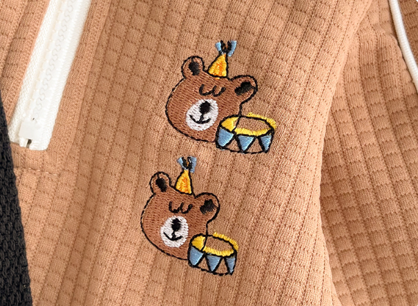 Baby Boy Cute Bear Pattern Stand Collar Long Sleeve Romper and Bag Set-kissminis