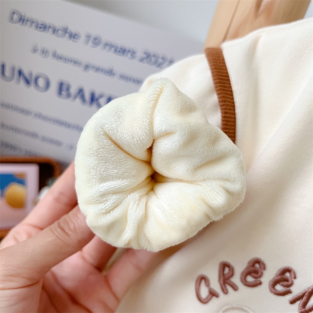 Baby Boy Winter Bear and Letter Patch Long Sleeve Fluff Romper-kissminis