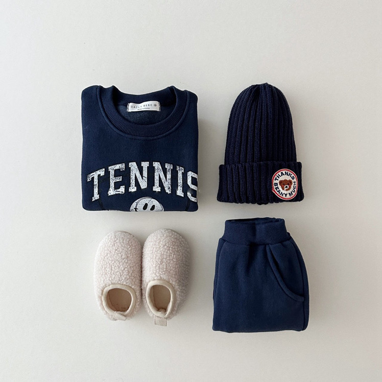 2pcs Baby ‘TENNIS’ Letter Printed Sweatshirt and Pants Set-kissminis