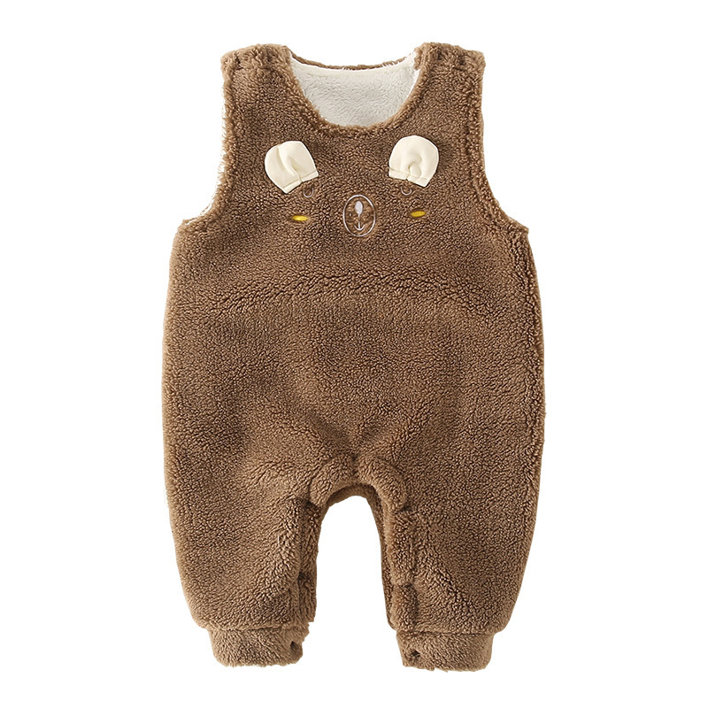Baby Boy/Girl Cartoon Bear Winter Fluff Overalls Romper-kissminis