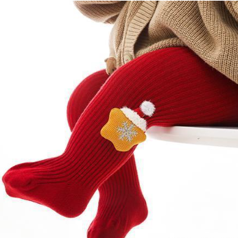 Baby Girl Christmas Style Solid Color Knitted Leggings-kissminis