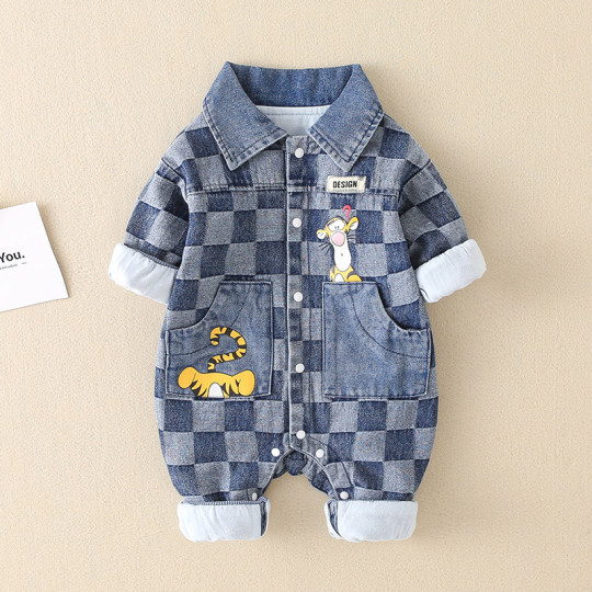 New Born Baby Boy Romper In Tiger Print Blue Color main image 0