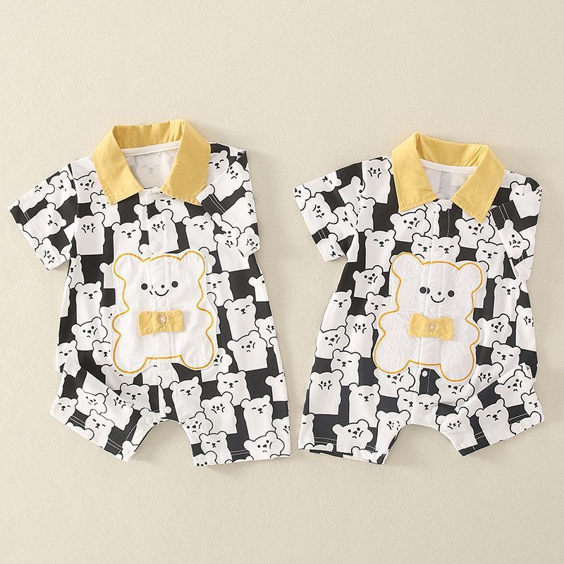 Newborn Baby Allover Bear Pattern Romper-kissminis