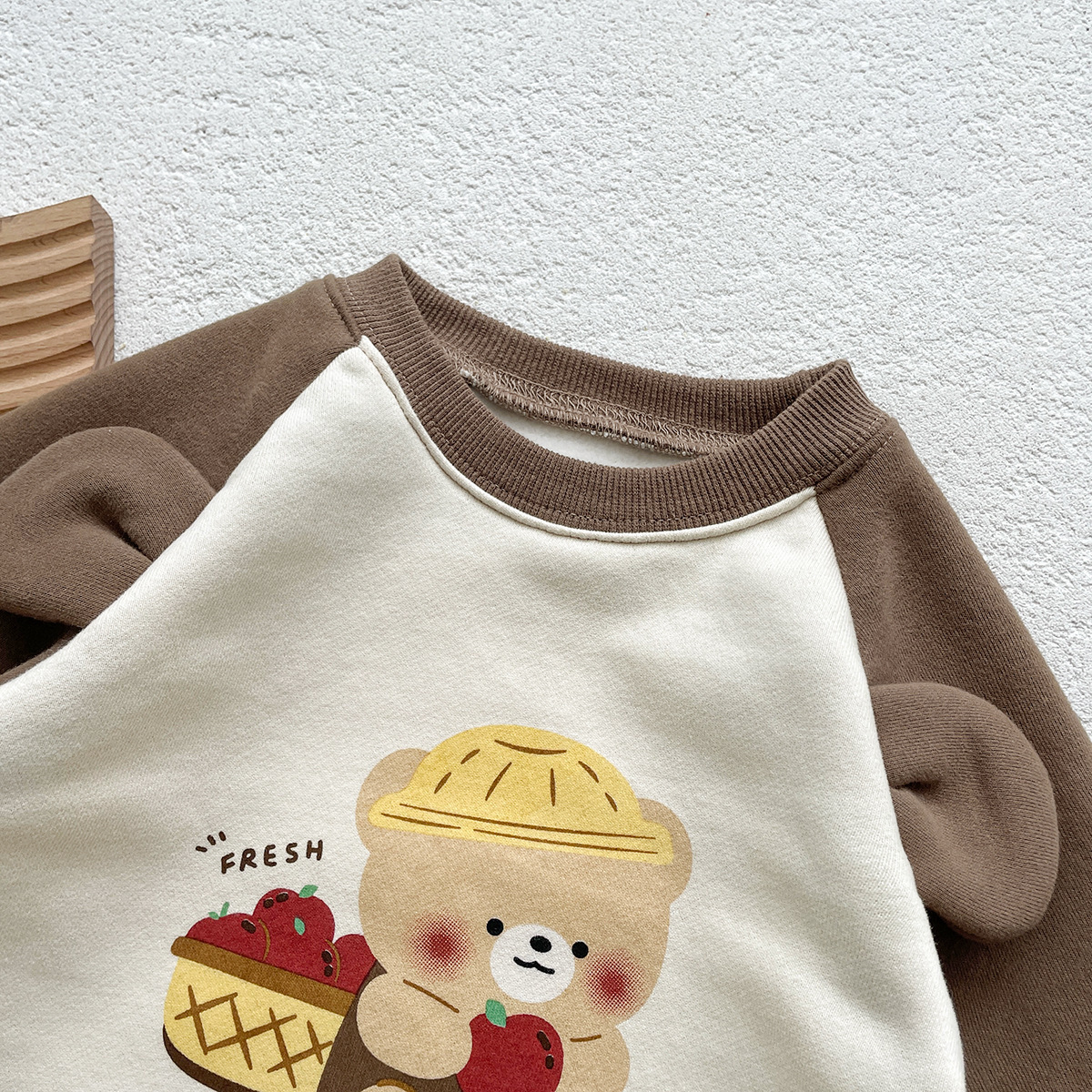 Baby Boy/Girl Cartoon Bear Graphic Long Sleeve Romper-kissminis