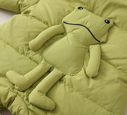 Baby Boy/Girl Cute Little Frogs Design Winter Feather Removable Hat Romper-kissminis