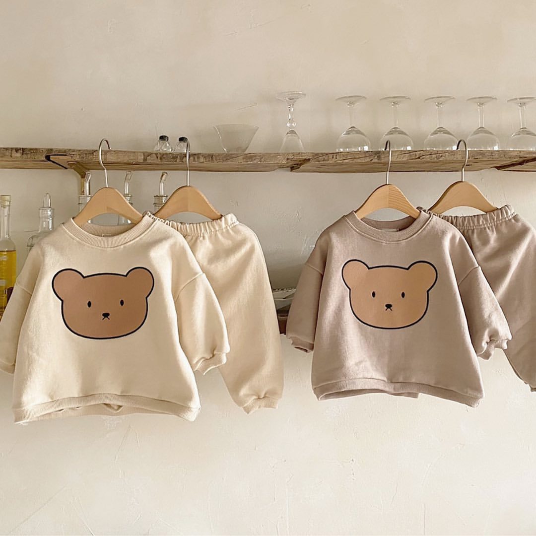Toddler Boy/Girl Adorkable Bear Print Pullover Sweatshirt and Casual Pants Set