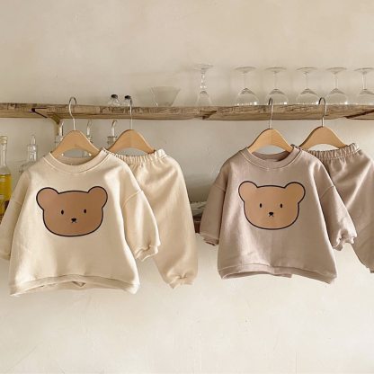 Toddler Boy/Girl Adorkable Bear Print Pullover Sweatshirt and Casual Pants Set