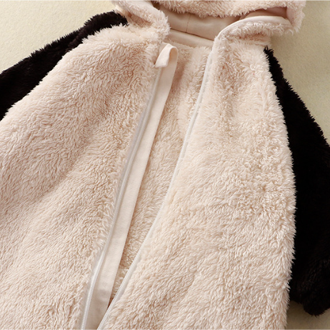 Baby Boy/Girl Cute Panda/Rabbit Design Solid Color Fluff Long Sleeve Hooded Romper-kissminis