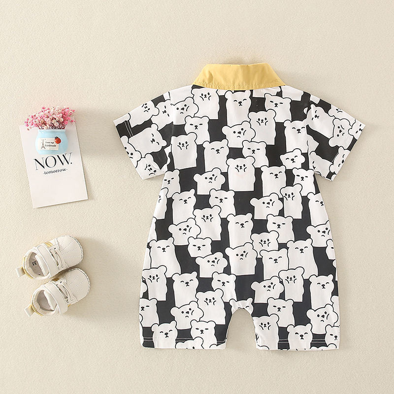 Newborn Baby Allover Bear Pattern Romper-kissminis