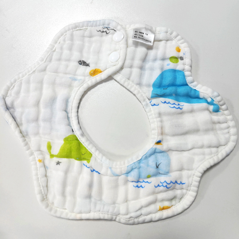 Newborn Baby Cartoon Whales Print Bib-kissminis