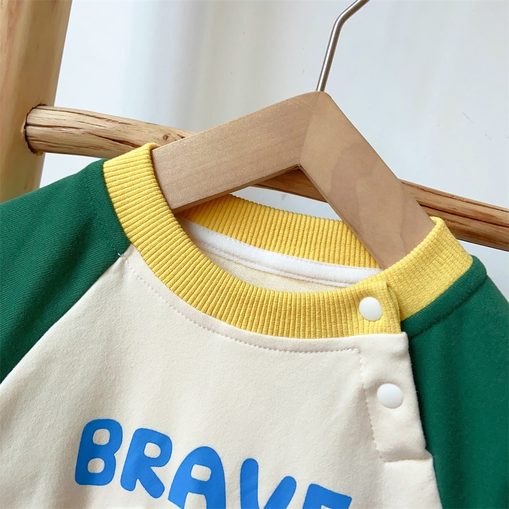 Baby Boy/Girl Bear and Puppy Patch Long Sleeve Romper-kissminis