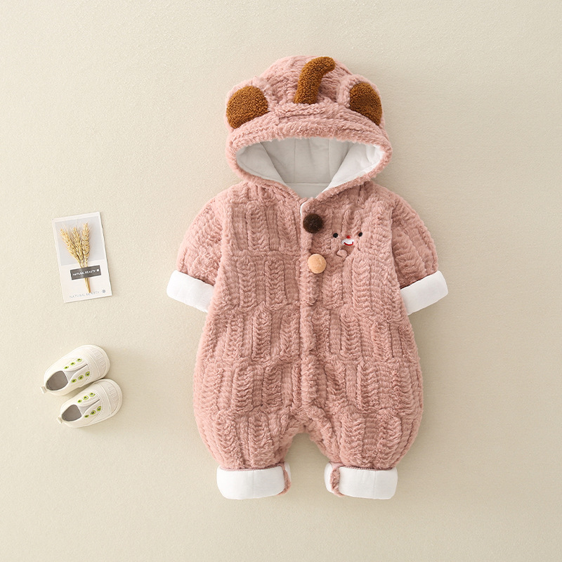 Baby Boy/Girl Plush Bear Quilted and Velvet Romper-kissminis