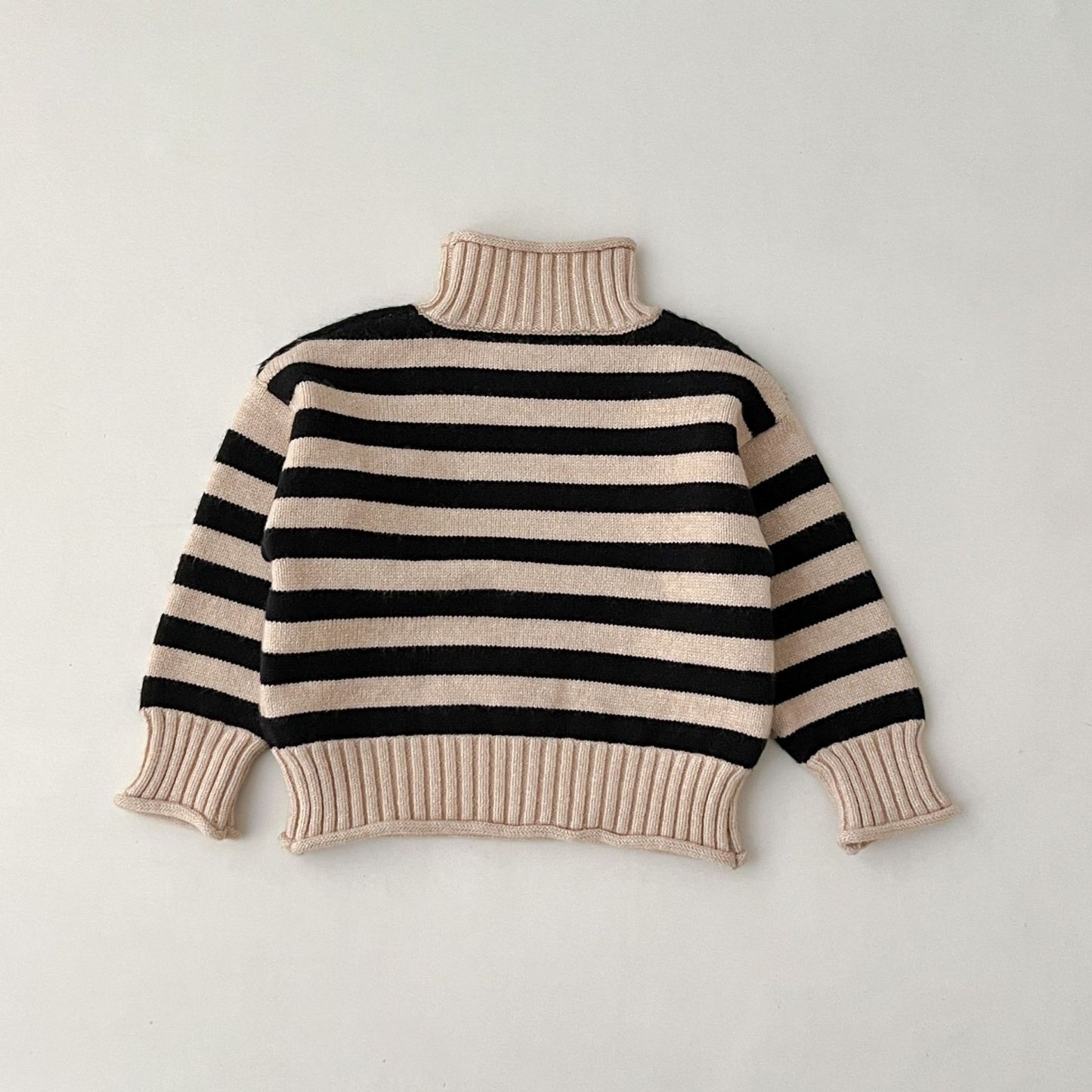 Toddler Boy/Girl High Neck Striped Knit Sweater-kissminis