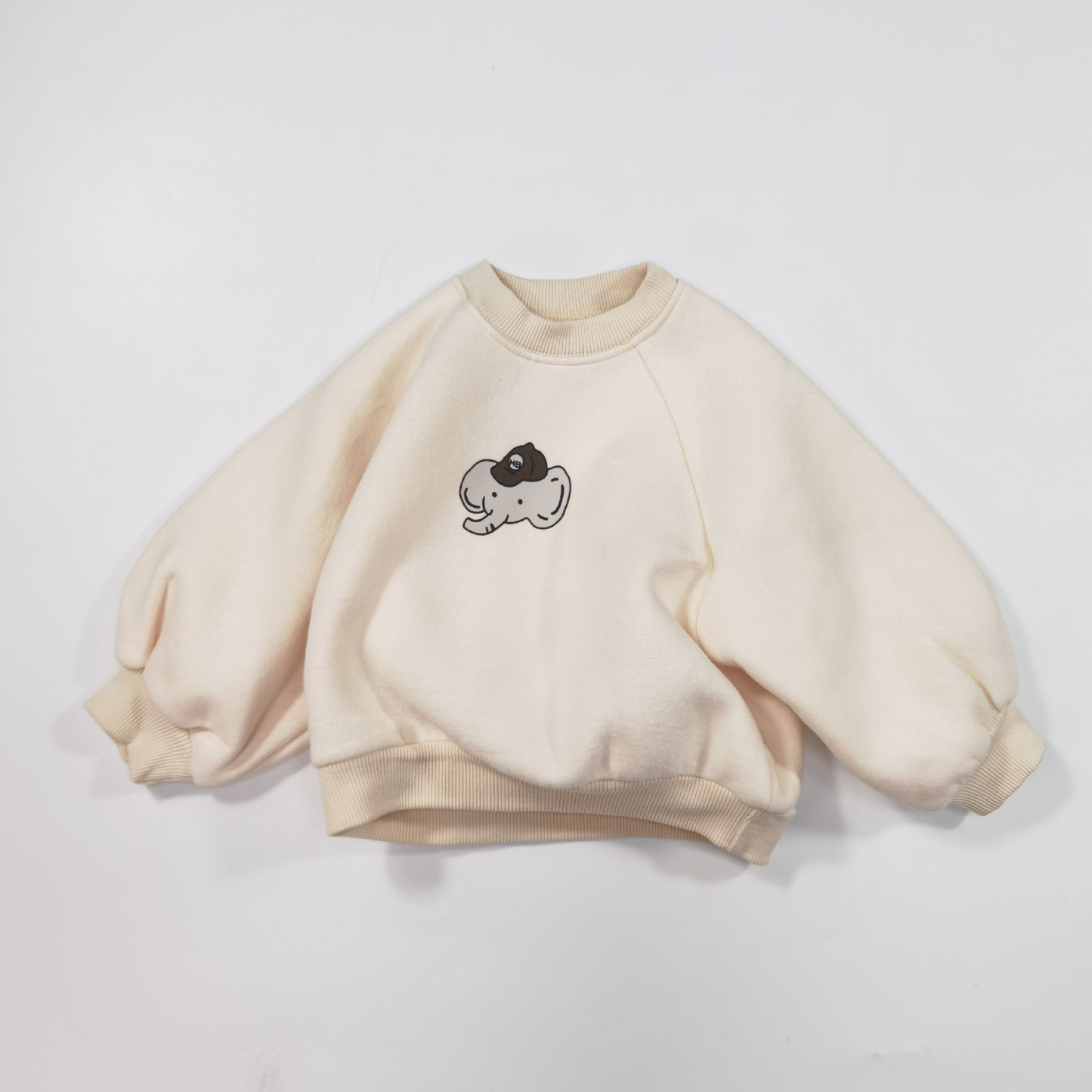 Baby Toddler Boy/Girl Ins Style Elephant Pattern Solid Color Long Sleeves Sweatshirt-kissminis