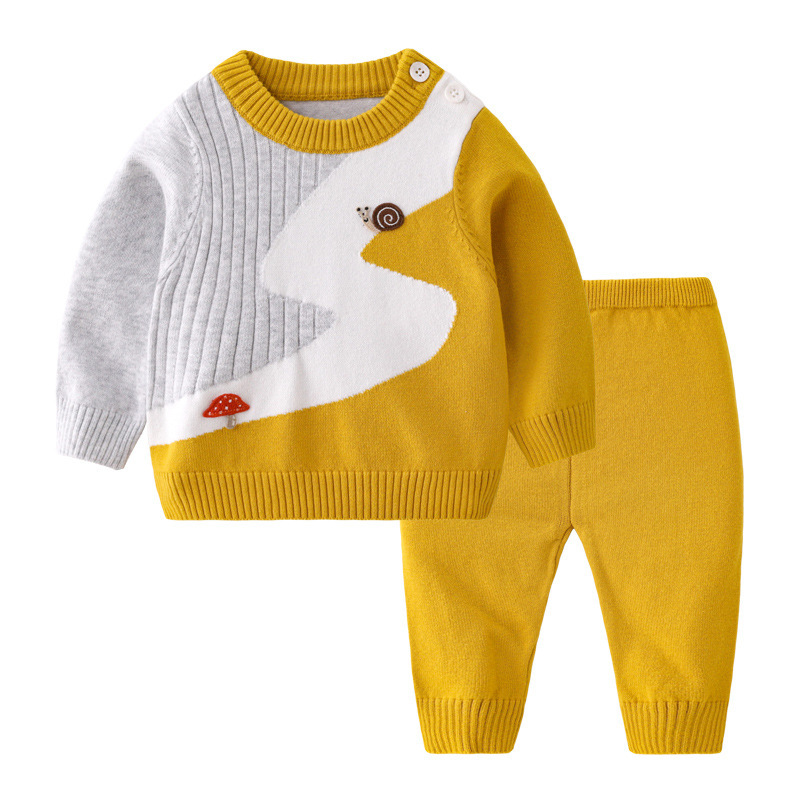 2pcs Baby Boy/Girl Cute Print Knit Tops with Pants Set-kissminis