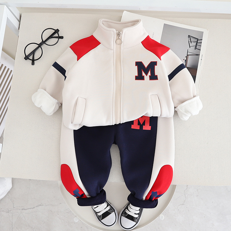 Baby Boy/Girl Letter Print Long Sleeves Sweatshirt Two-Piece Set-kissminis