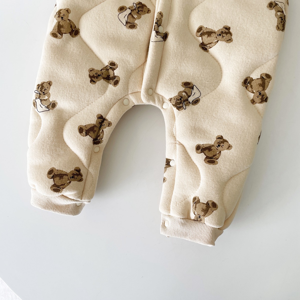 Baby Boy/Girl Allover Cute Bear Pattern Thicken Long Sleeve Romper-kissminis
