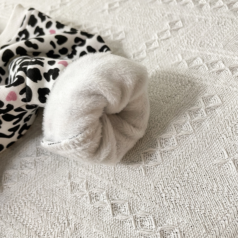 2pcs Baby Boy/Girl Winter Thicken Leopard Print Long Sleeve Sweatshirt with Pants Set-kissminis