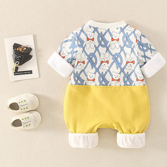 Fake Two Pieces Straps 3D Bear Romper-kissminis