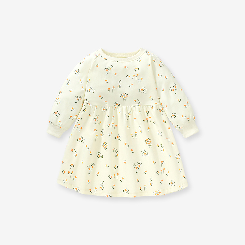 Baby Toddler Girl Allover Floral Pattern Long Sleeve Dress-kissminis