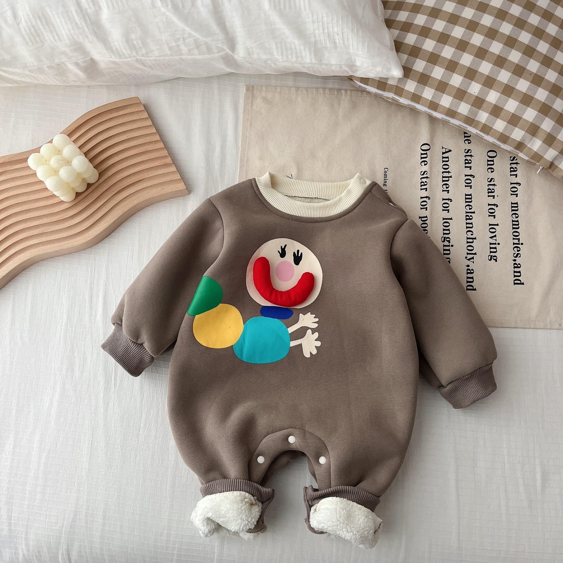 Baby Boy/Girl Cute Caterpillar Pattern Solid Color Striped Long Sleeve Romper-kissminis