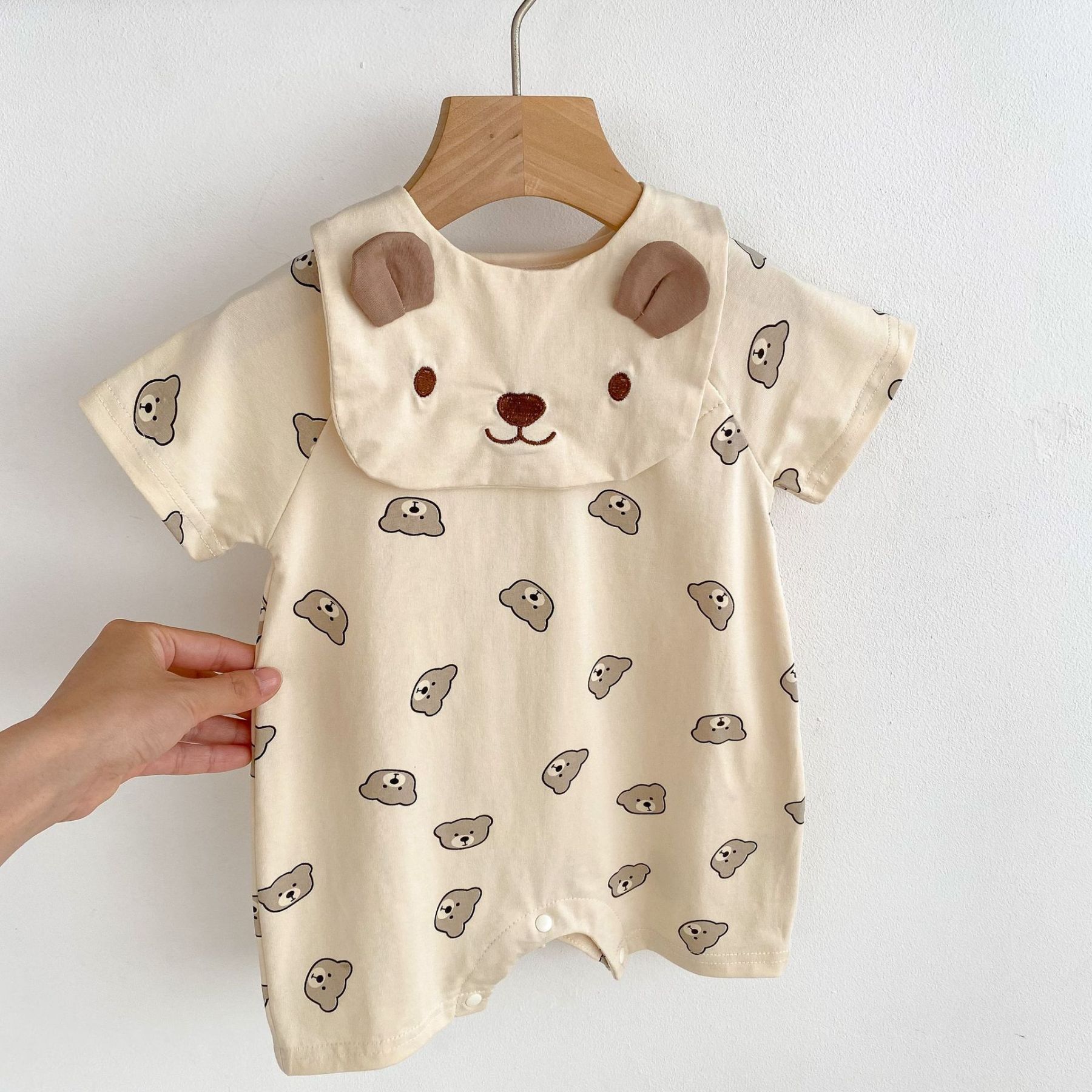 2pcs Baby Bear Romper with Removable Towel Set-kissminis