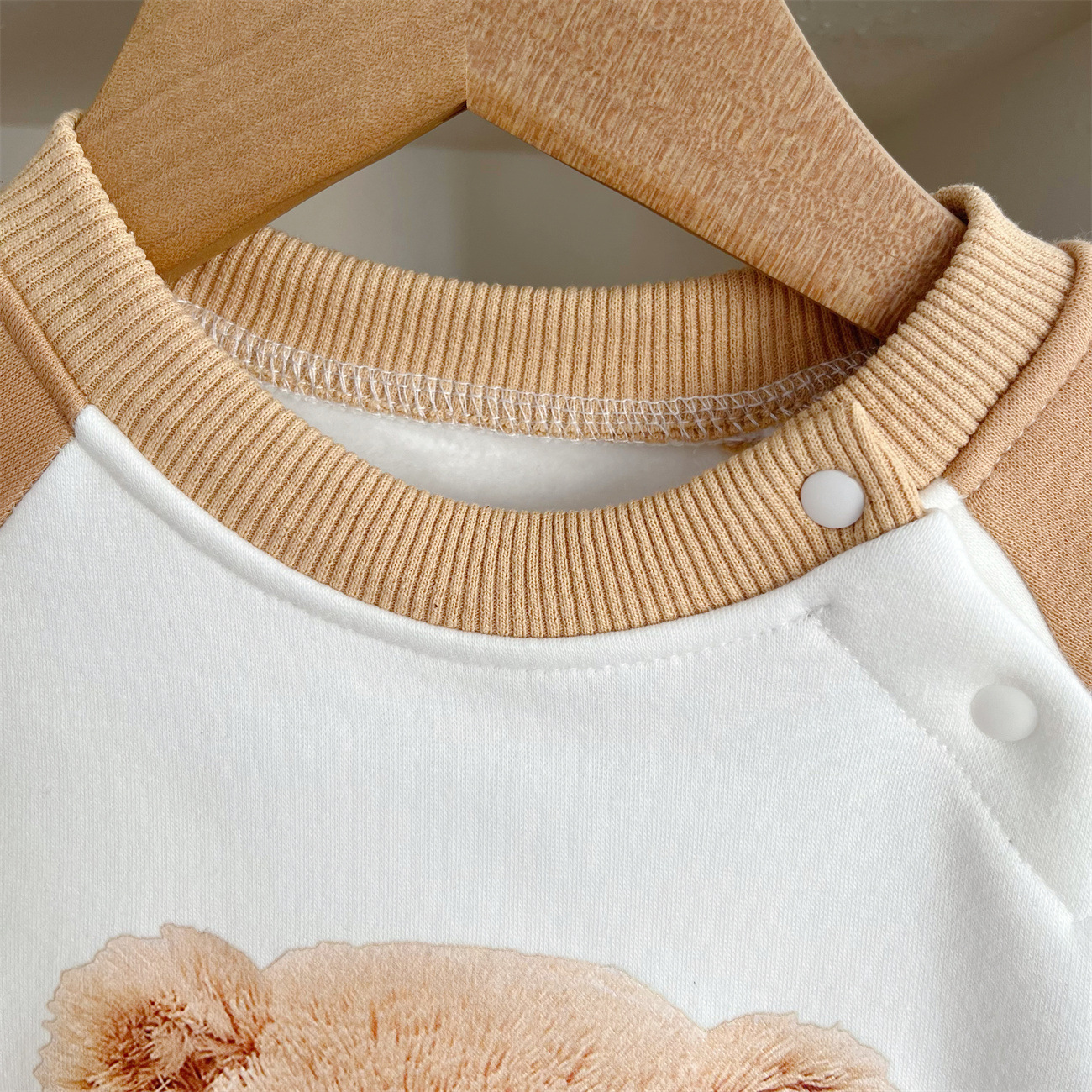 Baby Boy/Girl Cartoon Teddy Bear Print Thicken Long Sleeve Romper-kissminis