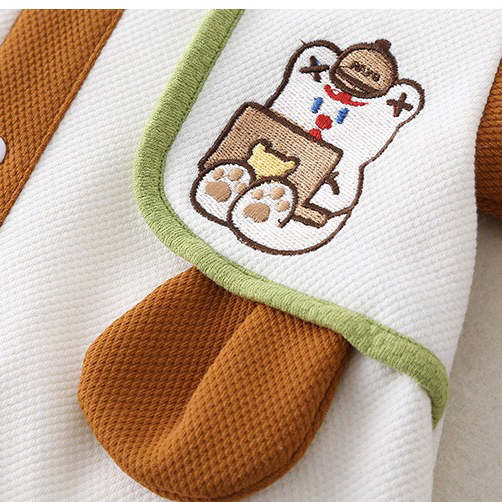 Baby Boy Embroidered Reading Bear Print Romper-kissminis