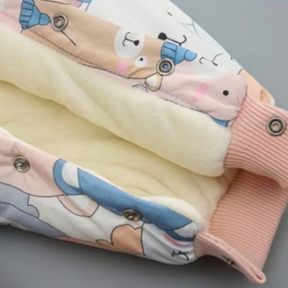 Baby Boy/Girl Winter Bear Allover Thicken Hooded Fuzzy Long Sleeve Romper-kissminis