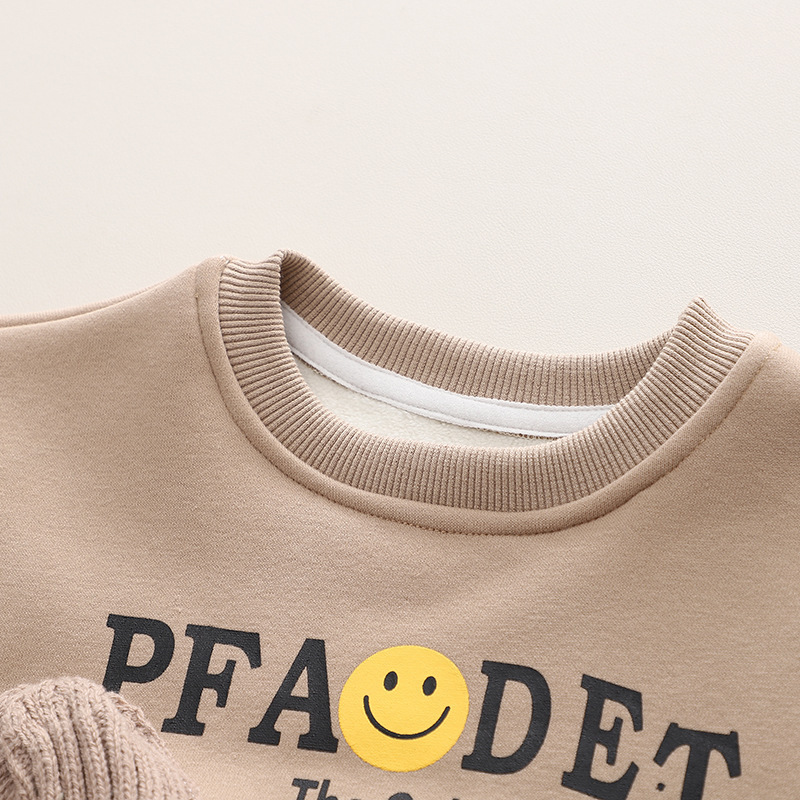 Toddler Boy Cute 3D Bear&Smiling Face Pattern Two-Piece Set-kissminis