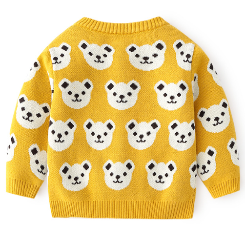 Toddler Boy/Girl Allover Bear Pattern Long Sleeve Knitted Sweatshirt-kissminis