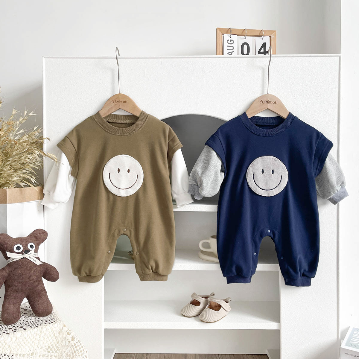 Smiley Face Pattern Simple treasure Romper -kissminis