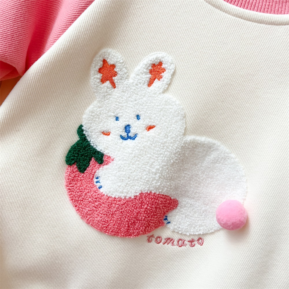 Baby Girl Rabbit and Carrot Patch Long Sleeve Romper-kissminis