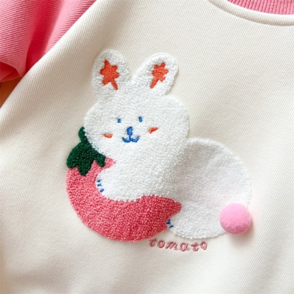 Baby Girl Rabbit and Carrot Patch Long Sleeve Romper-kissminis