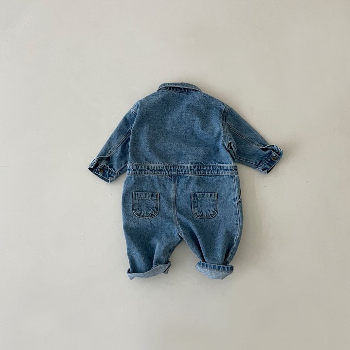 Baby Solid Color Denim Romper-kissminis