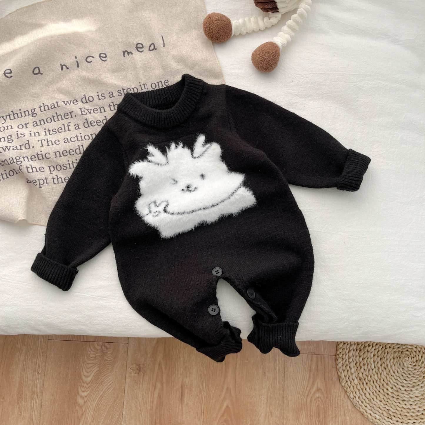 Baby Boy/Girl Cute Cartoon Pattern Knitted Long Sleeve Romper-kissminis