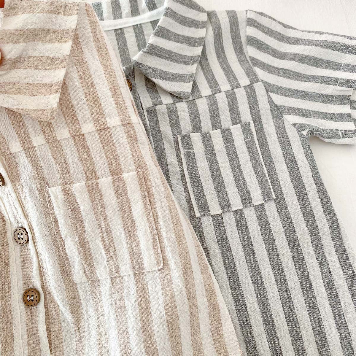 Baby Polo Neck Striped Romper-kissminis