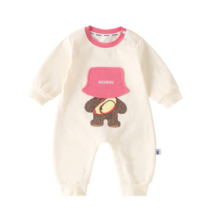 Baby & Girl Cute Hat Cartoon Print Long Sleeve Romper-kissminis