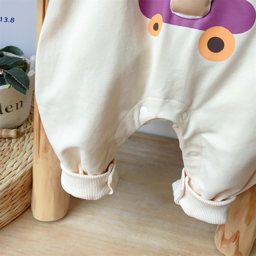 Baby Boy/Girl Bear and Puppy Patch Long Sleeve Romper-kissminis