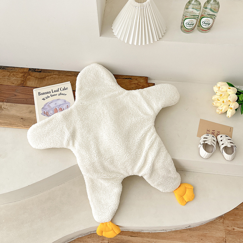Baby Winter Cute Duck Zipper Closure Thicken Long Sleeve Hooded Romper-kissminis