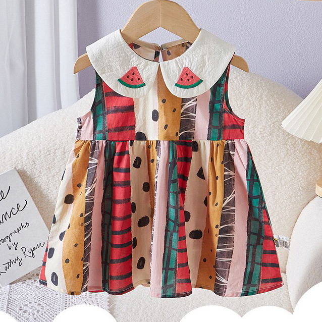 Toddler Girl Peter Pan Collar Watermelon Sleeveless Dress