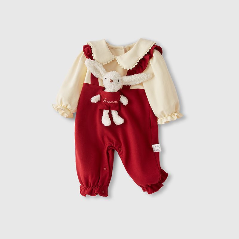  Baby Girl Princess Stylistic Bear Overalls Romper-kissminis