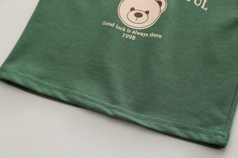 Toddler Boy Cute Bear Pattern Solid Color Two-Piece Set-kissminis
