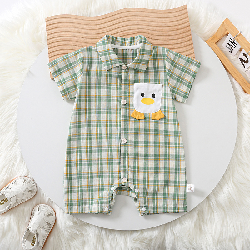 Checkered Pocket Duck Romper -kissminis