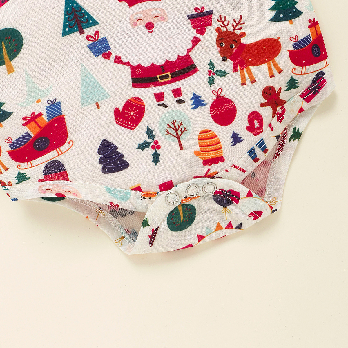 2pcs Baby Boy Christmas Cartoon Print Bow Tie Short Sleeve Romper with Bib Pants Set-kissminis
